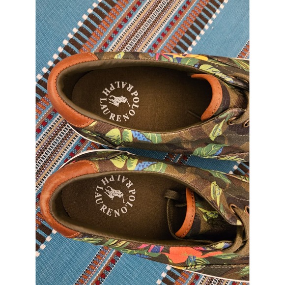 Polo Ralph Lauren Thorton III Floral Canvas Lace up Sneakers Men Size 10 D - Picture 6 of 7